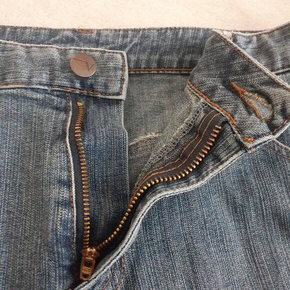 Venezia Women's Size 14 Vintage Y2K Denim Split Front Pleated Back Midi Skirt - Picture 7 of 12